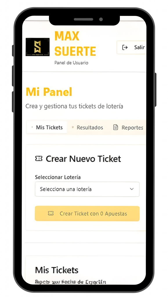Vista de plataforma de apuesta de chance colombiano
